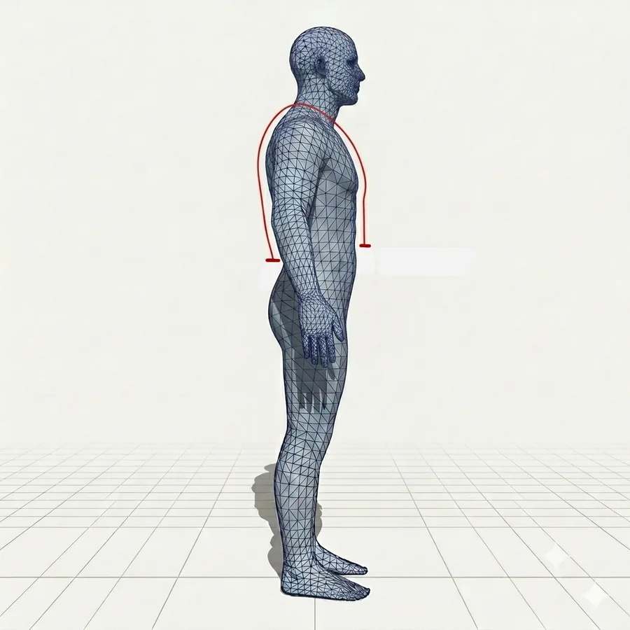 Bellybutton to lower back over the shoulder measurement